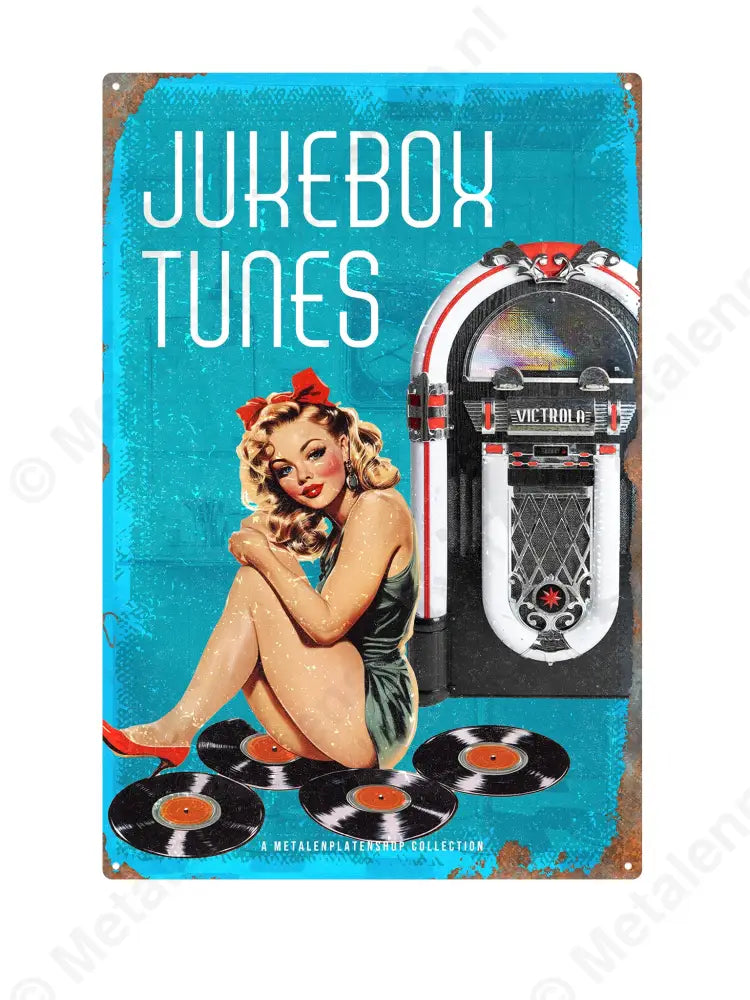 Jukebox Tunes - Pin-Up - MPS Collection Blauw Metaalbord
